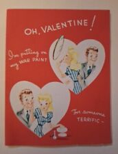 Vtg 1949 Valentines Day Card Red Heart Housewife 