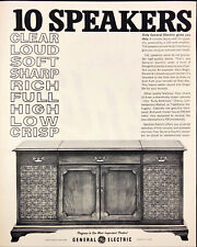 1961  General Electric 10 Speaker Cabinet Console Stereo Vintage Print Ad picture