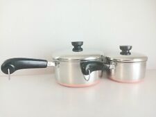 Revere Ware 4 Piece Cookware Copper Bottom W/Lids Stainless Steel picture