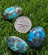 Set of 3 beautiful stabilized middle eastern turquoise cabochons with pyrite.  picture