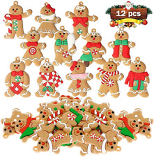 Gingerbread Man Ornaments Christmas Tree Hanging Pendant Xmas Decoration 12 pcs picture