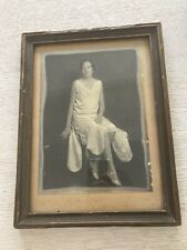 Antique 1920s Art Deco Photo Flapper Woman Roaring 20s Jazz Age Wood ￼Framed picture