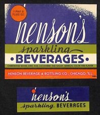 Henson's Sparkling Beverages Soda Label Set Chicago c1940's-50's picture