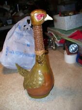 Vintage Leather Wrapped Pheasant Goose Turkey Ostrich Decanter EMPTY picture