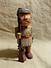 Vintage Hand Carved Folk Art Hand Painted Confederate Soldier Treenware Figurine picture
