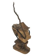 Vintage Small Carved Wood German Miner Hiker Rare picture