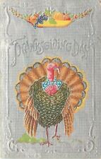 Patriotic Thanksgiving~Turkey Sports Red White Blue Tie~Silver~Emb~AA 800/1 picture
