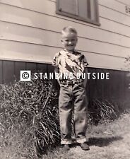 1950’s Photo Negative Of A Little Boy Standing Outside Of A House picture