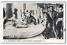 1918 Dormitory Cots US National Army Bed Camp Grant Rockford Illinois Postcard picture