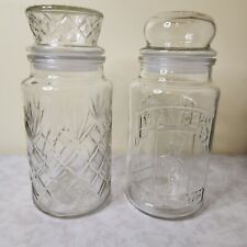 2 Vintage Planters Glass Jar Canisters 1981 75th Mr. Peanut 8” & 1983 H2 picture