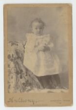 Antique 1896 ID'd Cabinet Card Adorable Girl Named Nannie 2 yrs Old Longview TX picture
