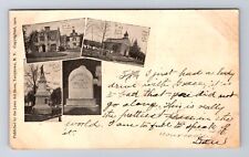 Tarrytown NY-New York, Cemetery, Old Church, Statue, Vintage c1902 Postcard picture