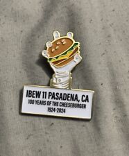 IBEW LU Pasenda, CA 100 Yrs Of The Cheeseburger 1924-2024 Lapel Pin Trade Worker picture