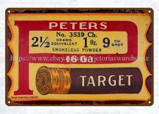 PETERS TARGET 16 GAUGE SEALED AND FULL 2-PIECE SHOTSHELL metal tin sign picture