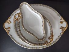 Wm Guerin France Limoges Set 4 x Serving Platter Plate Bowl Gold Trim (lot 533) picture