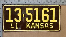 1941 Kansas license plate 13-5161 YOM DMV Lyon PATINA + clearcoat 14840 picture