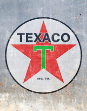 Desperate Enterprises Grey Weathered Texaco Tin Sign - Nostalgic Vintage Metal W picture