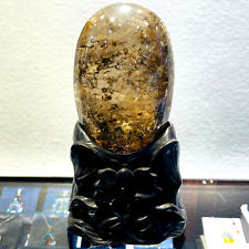 2.3LB TOP Scarce Natural color ghost quartz carved crystal specimen+stand picture