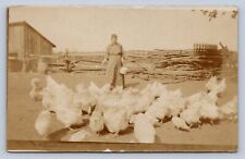 J99/ Interesting RPPC Postcard c1910 Farmer Occupational Chickens 143 picture