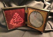 Union Cased 1/6th Plate Daguerreotype - Tinted Image Woman in Fancy Dress - Exc picture