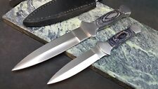 2 pack of two sizes of Double Edged Dagger Blade Boot Knife with sheaths picture