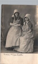 GIRLS MILKMAID OUTFIT? dallastown pa postcard rppc occupational work portrait picture