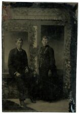 CIRCA 1860'S Stunning 1/6th Plate TINTYPE Featuring Young Woman & Man In Studio picture