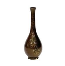 Japanese Patinated Bronze Miniature 6 in Vase Gilt Decoration 1st half 20th cen picture