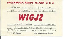 QSL 1947 Greenwood   Rhode island   radio card picture