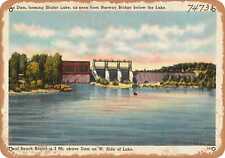 Metal Sign - Indiana Postcard - The dam, forming Shafer Lake, as seen from Norw picture