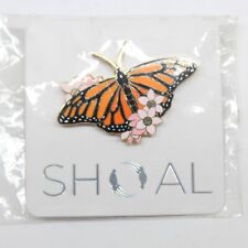 Monarch Butterfly with Pink Flowers Pin Lapel Enamel Collectible picture