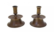 16TH-17TH CENTURY DUTCH BRASS MID DRIP CAPSTAN CANDLESTICK´S IN OLD PATINA RARE picture