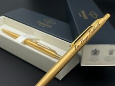 Personalized Engraved Parker Classic Gold Ballpoint Pen Office Gift Blue Ink picture