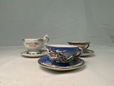 Vintage Set of 3 Mini Teacups & Saucers Dragon / Niagara Falls / Chicago B11 picture