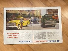 VINTAGE 1958 CHEVROLET CHEVY TRUCK DOUBLE PAGE MAGAZINE ADVERTISEMENT picture