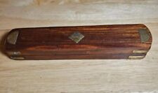 Vintage wood  and brass pencil box picture