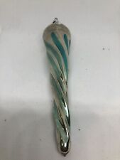 West German Antique Blue Glass Spiral Icicle Vintage Christmas Ornament 1950's picture