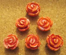 6-Czech Glass Realistic Reddish-Pink-White Rose Buttons #92 15.27mm/12.54mm picture