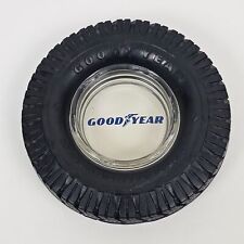 Vintage GOODYEAR Rubber Tractor Tire Glass Ashtray Custom Cross Rib Hi Miller picture