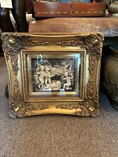Antique Frame French Resin Cherub Plaque Raised Relief Ornate Frame picture
