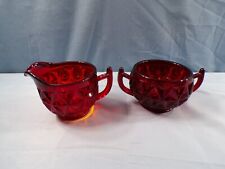Imperial Mt. Vernon Ruby Red Glass Creamer & Sugar Bowl Set picture