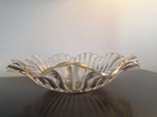 Vtg MIkasa Crystal Flared Ribbed Bowl with Gold Rim  picture