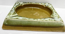 Monmouth Pottery Brown & Avocado Green Art Deco Ashtray Vintage Marked picture
