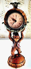 Vintage Resin Bellhop Monkey Table Clock Tall 9.75