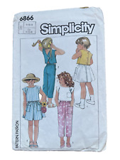 Rare Simplicity 1980s Pattern #6866 Size 4-6 Child Play Outfit Casual Top Pants picture