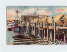 Postcard Low Tide, Drying Fishing Nets, Gloucester, Massachusetts picture