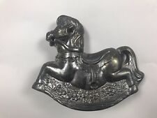 Vintage Cast Metal Silver Plated Rocking Horse Coin Bank picture