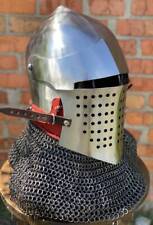 Medieval Knight Helmet Armor Chain Mail Helmet 18Gage Steel Barbute Armor Helmet picture