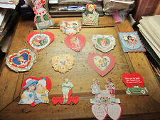 Vintage Valentine Cards Lot Of 13 (6) Die cuts  (2) Stand Up (7) Heart Shaped picture