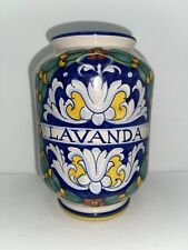 Deruta Hand Paint Italian Faience Pottery Open Top Apothecary Lavanda Lavender picture